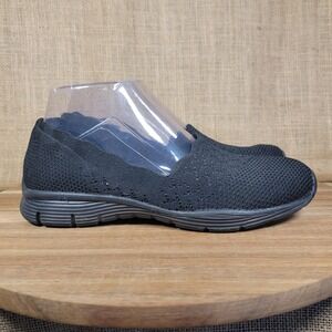 Skechers Seager Stat Black Slip On Shoes Women's 7 Memory Foam Comfort Walking